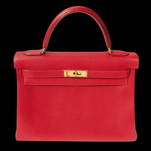 Hermes 32 Retourne Rouge/Togo - HW Gold - Kelly